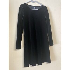 Gap XS Black Velvet Midi Dress Gothic 3/4 Sleeve